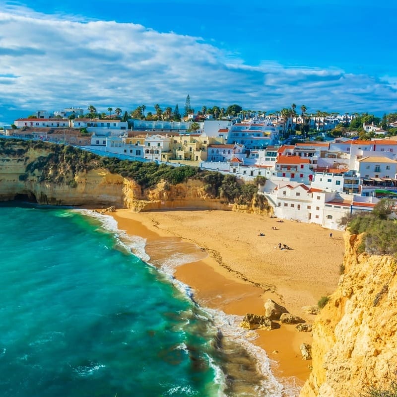 View Of Carvoeiro, A Beach Town In Algarve, Southern Portugal, Southern Europe