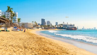 beautiful beach in mazatlan on sunny day