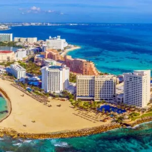 aerial view of cancun hotel zone