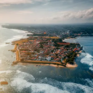 aerial view of the old walled area of galle fort in sri lanka