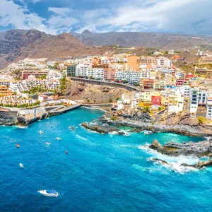 Aerial View Of A Coastal Area In Tenerife, Canary Islands, An Island Off The East Coast Of Africa That Is Part Of Spain, Southern Europe
