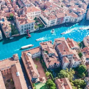 Aerial View Of The Grand Canal, Venice, Italy, Southern Europe