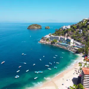 Aerial view of Mismaloya beach in Puerto Vallarta