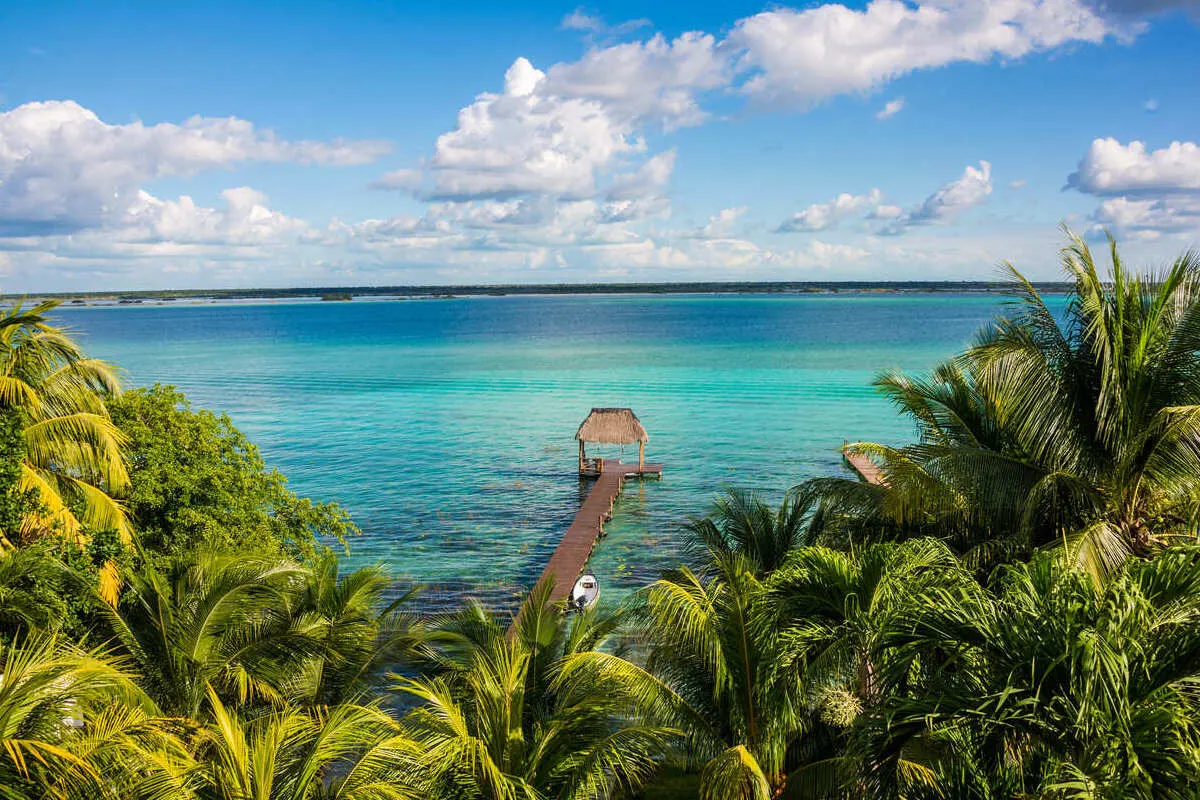 Panoramic View Of Lake Bacalar, Southern Quintana Roo, Mexico, Latin America