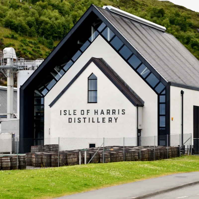 Isle of Harris Gin Distillery, exterior building in Tarbet in the Outer Hebrides.