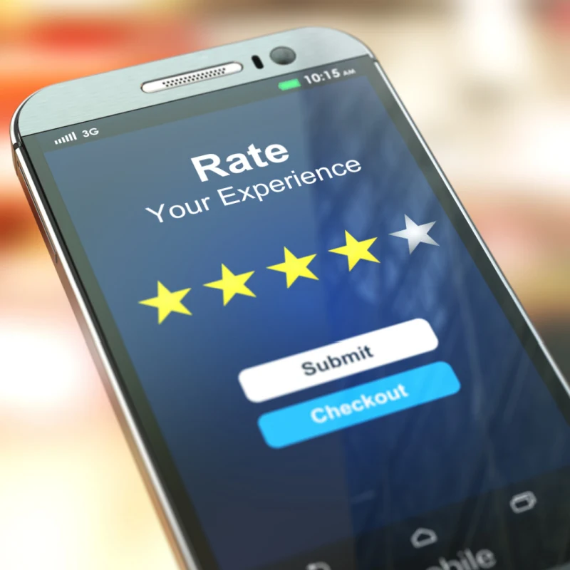 Leaving a review on a smartphone