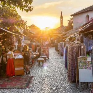 Old Bazaar Street In Mostar, Bosnia and Herzegovina