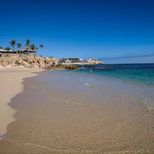 View of empty stretch of Playa Chileno beach