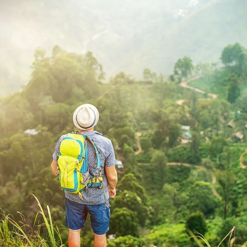 Young Man Admiring A Natural View In Sri Lanka, South Asia