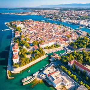 Aerial View Of Zadar, A City On The Dalmatian Coast Of Croatia, Southern Europe