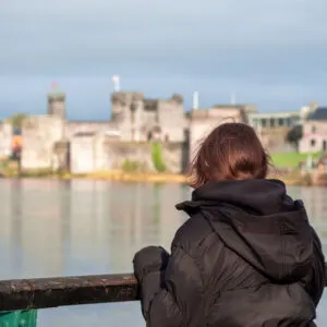 Tourist overlooking River Shannon