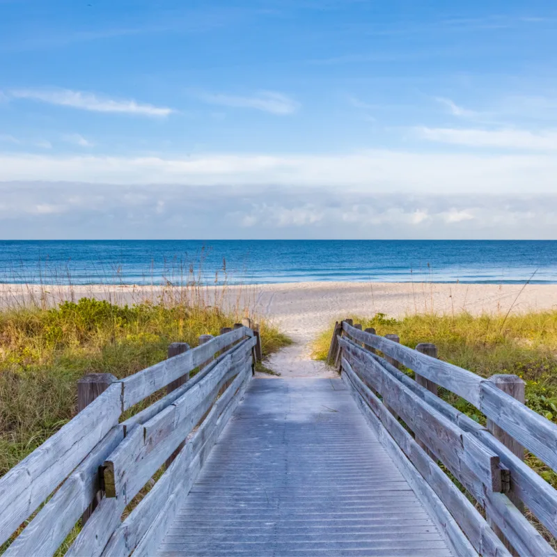 Walkway to white sand of Nokomis Beach