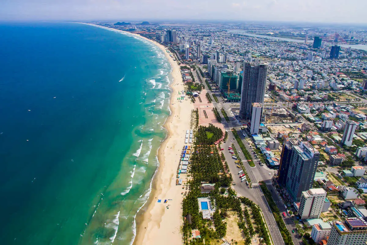 Aerial View Of Da Nang Beach, Central Vietnam, Southeast Asia