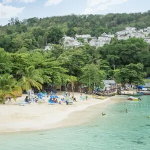Beautiful sandy beach in Ocho Rios, Jamaica