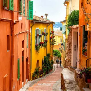 Aerial View Of Menton, A Town In The French Riviera In Southern France, Mediterranean Europe