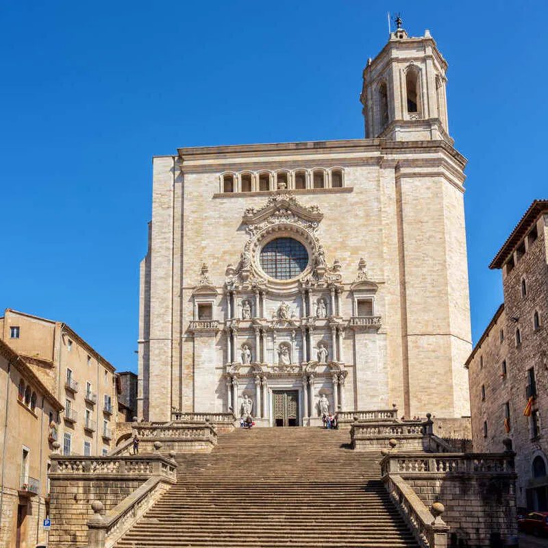 Girona Cathedral In Girona, Spain, Southern Europe.jpg
