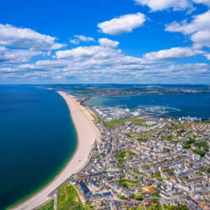 Isle of Portland from a drone, Weymouth, Dorset, England