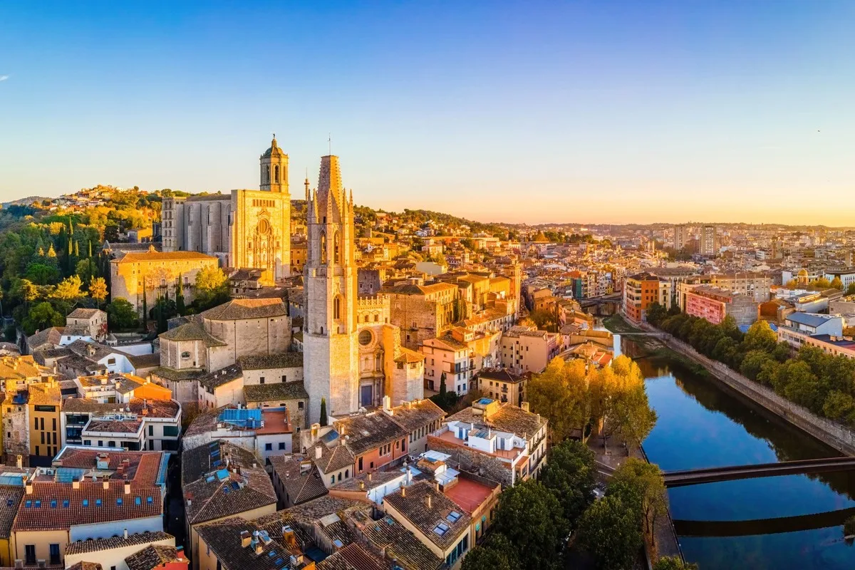 Aerial View Of Girona, A Medieval City In Catalonia, Spain, Southern Europe