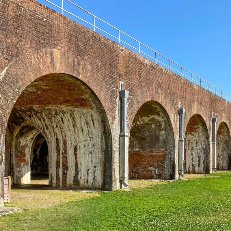 arched walls at historic Fort Morgan in Alabama.