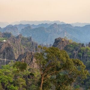 Aerial View Of The Mountains Of Laos, Southeast Asia