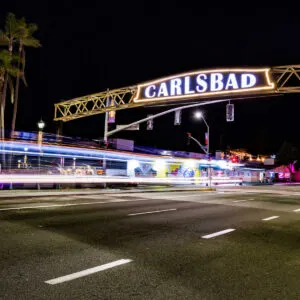 Carlsbad sign at night