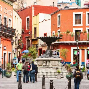 Picturesque Plaza In Old Town Guanajuato, Mexico, Latin America