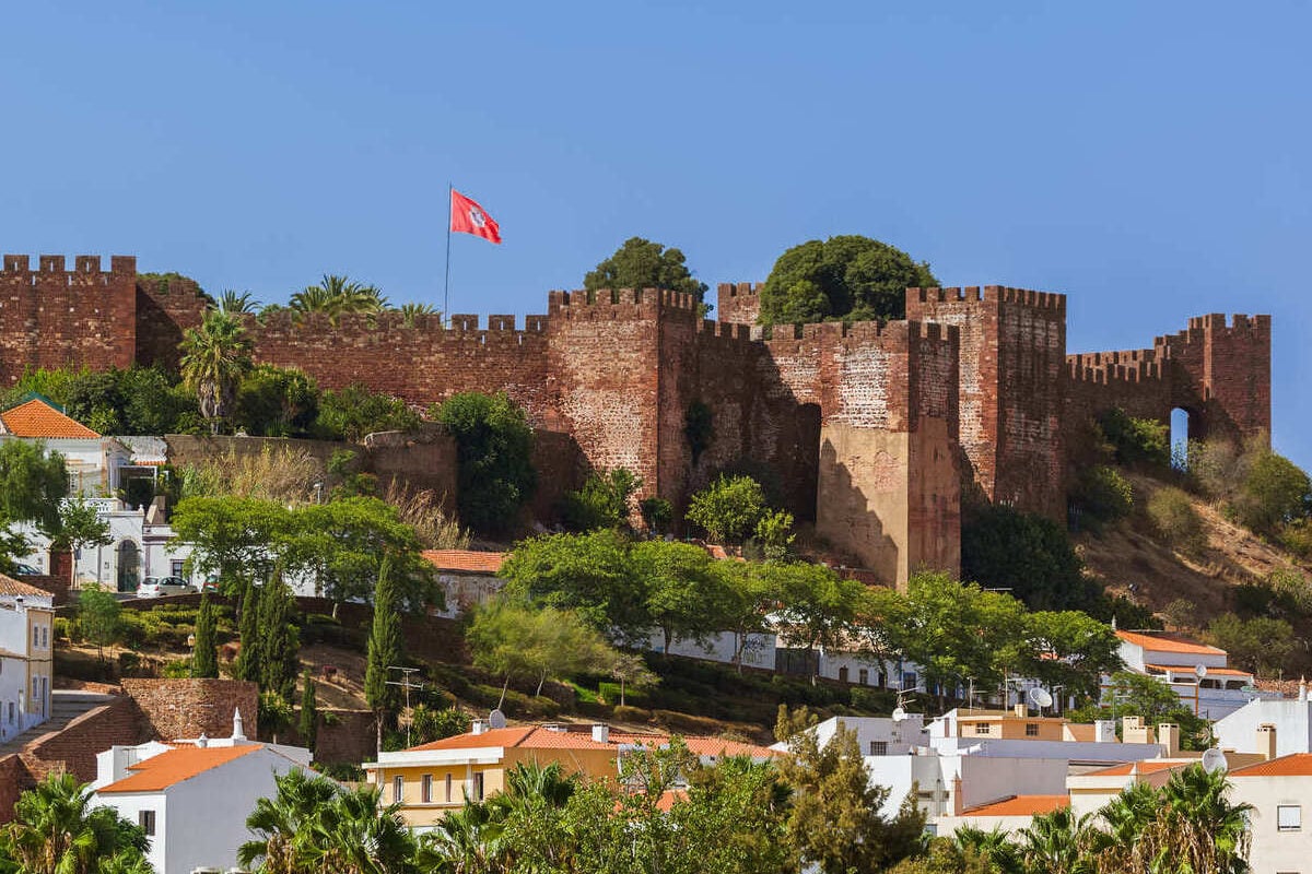 View Of Silves Castle In The Algarve Coast Of Portugal, Southern Europe