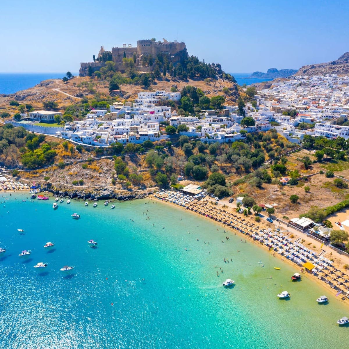 Aerial View Of The Acropolis Of Lindos Rhodes Greece Travel Off Path