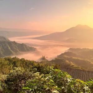 Beautiful morning with Mount Batur view in north Bali