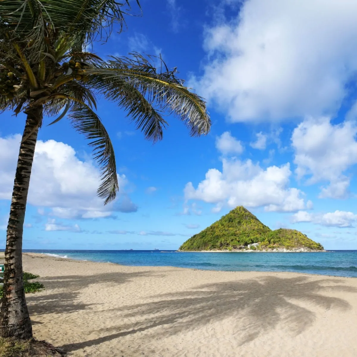 Levera Beach on Grenada Island with a view of Sugar Loaf Island, Grenada.