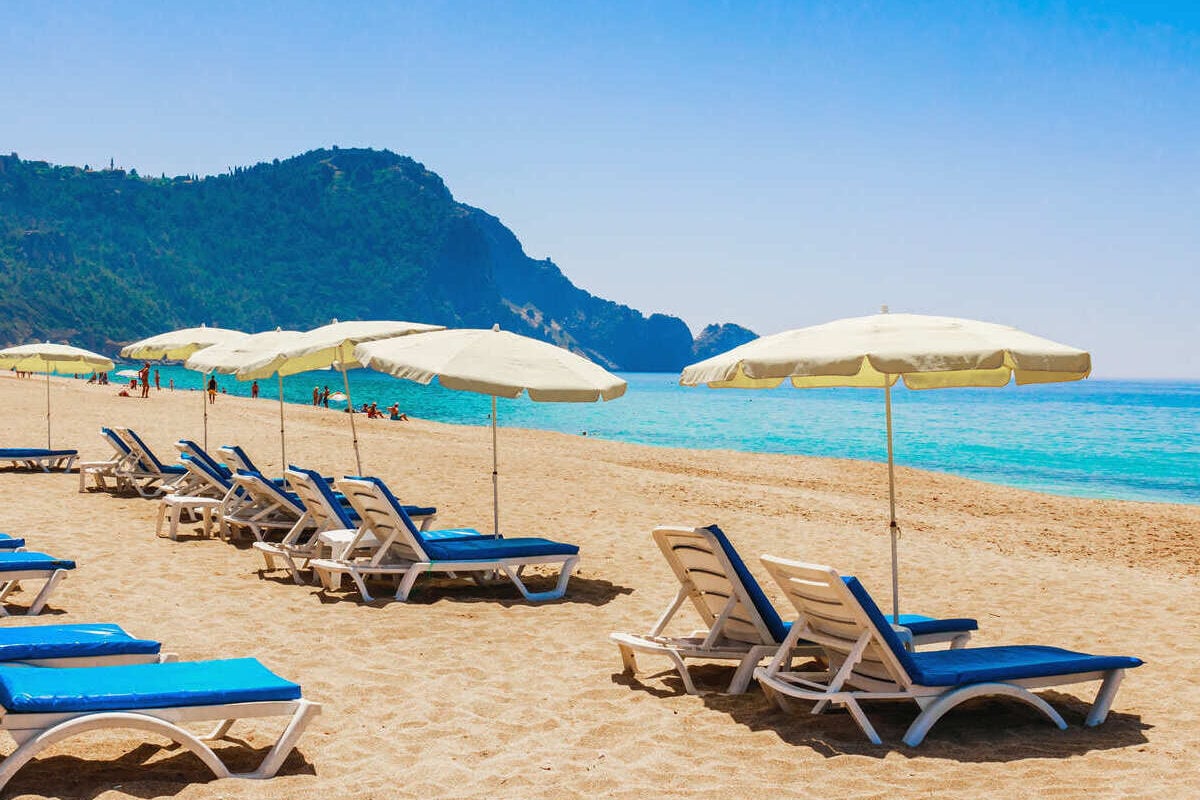 View Of A Beach Zone In Antalya, Turkiye, Mediterranean Sea