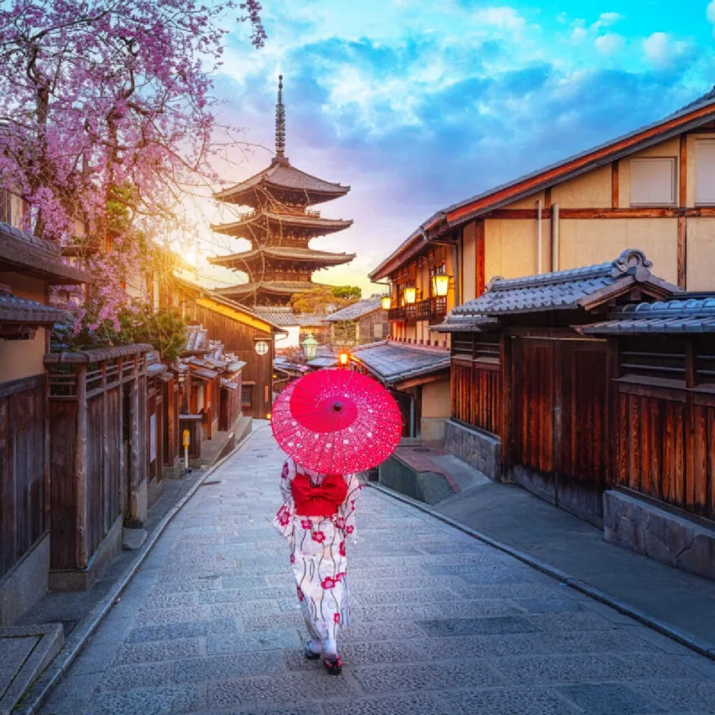 Woman walking in Kyoto, Japan