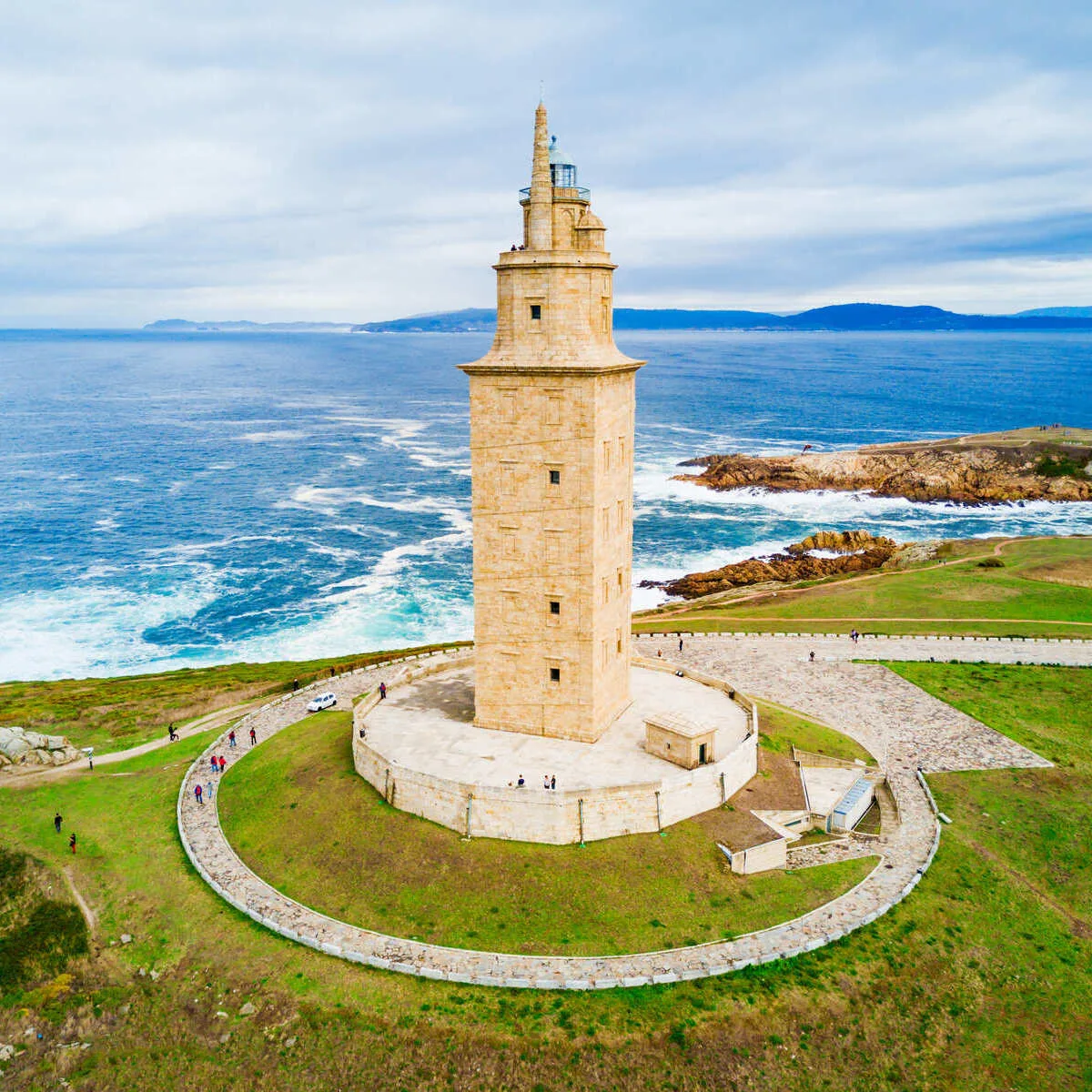 Aerial View Of Tower Of Hercules, An Ancient Roman Lighthouse In A Coruna, Spain