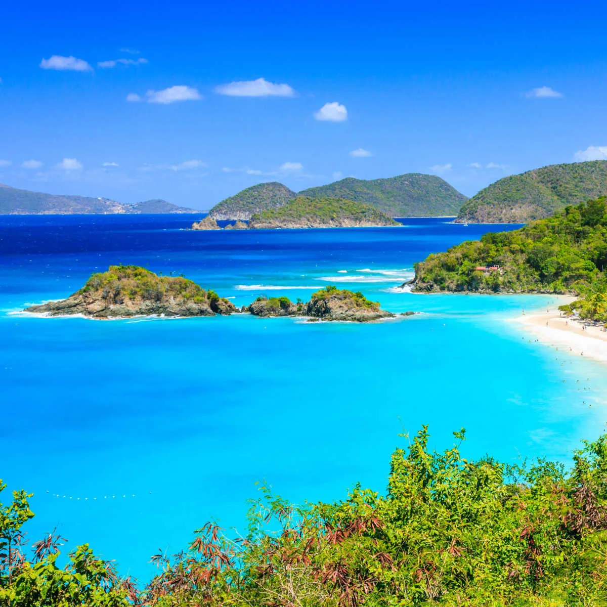 Aerial view of Trunk Bay, St. John, U.S. Virgin Islands