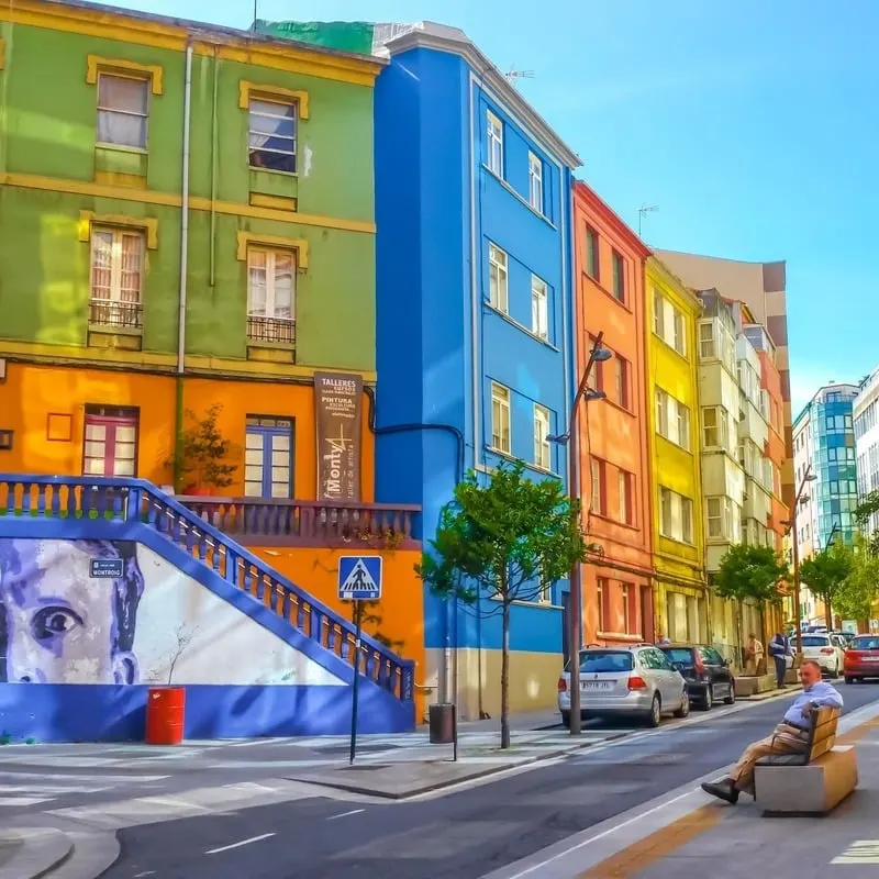 Colorful Buildings In A Coruna, Spain