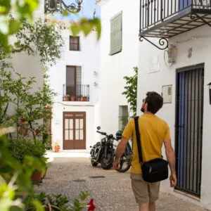 Man walking through Old Town Altea