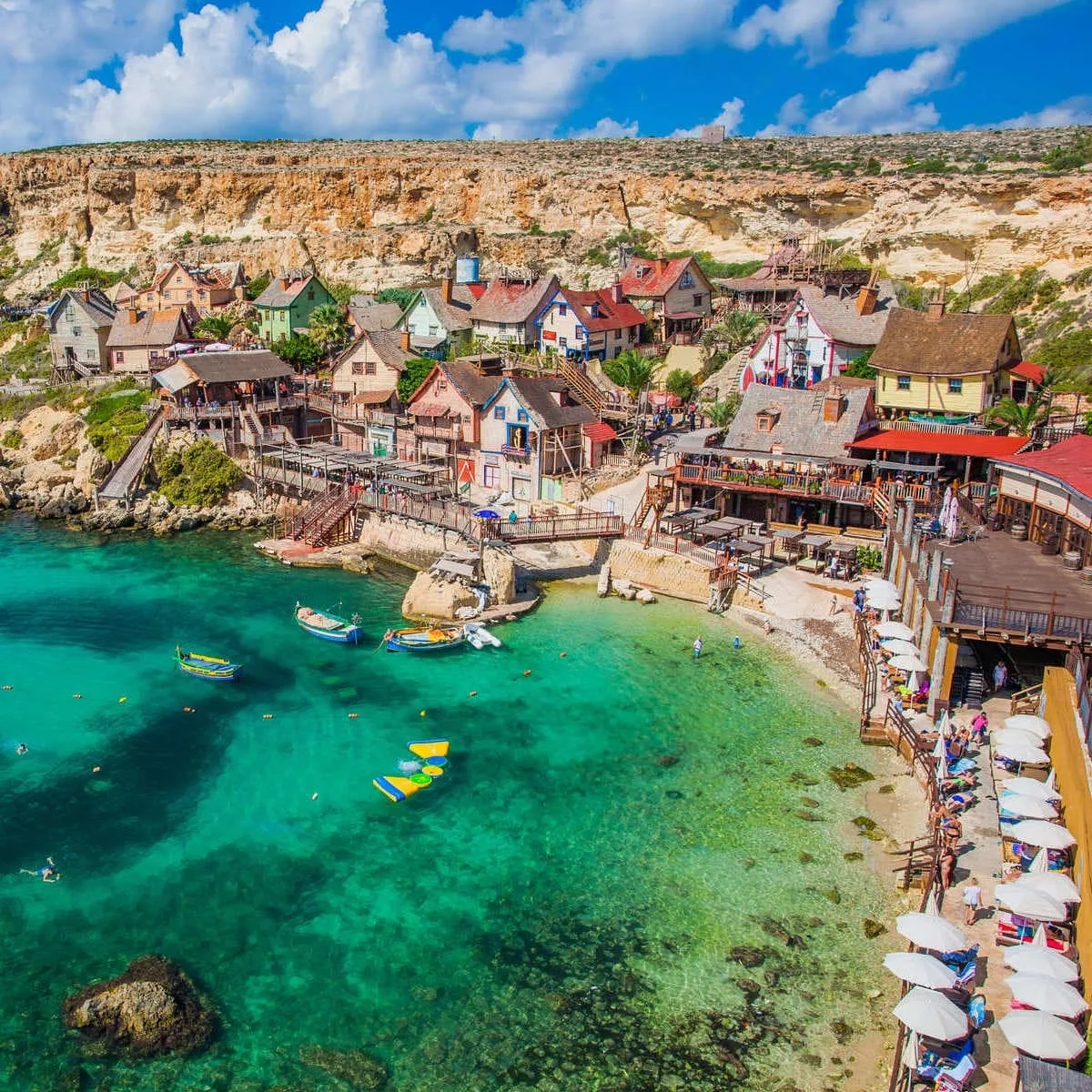 Panoramic View Of Popeye's Village In Malta, Southern Europe