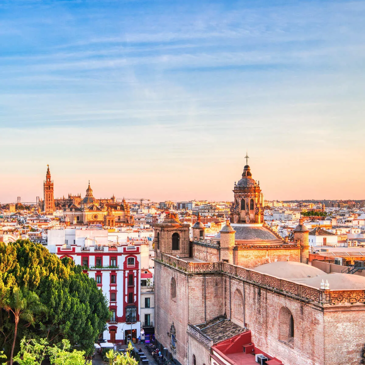 Panoramic View Of Seville Seen From The Setas Of Seville, Spain