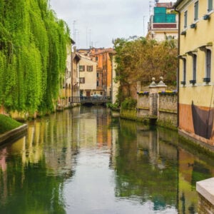 Picturesque Canal In Treviso, Veneto, Italy, Southern Europe