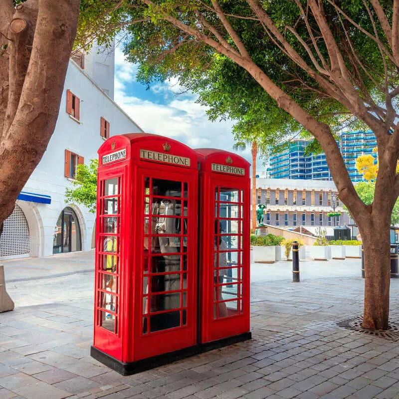 Red Telephone Booth In Gibraltar