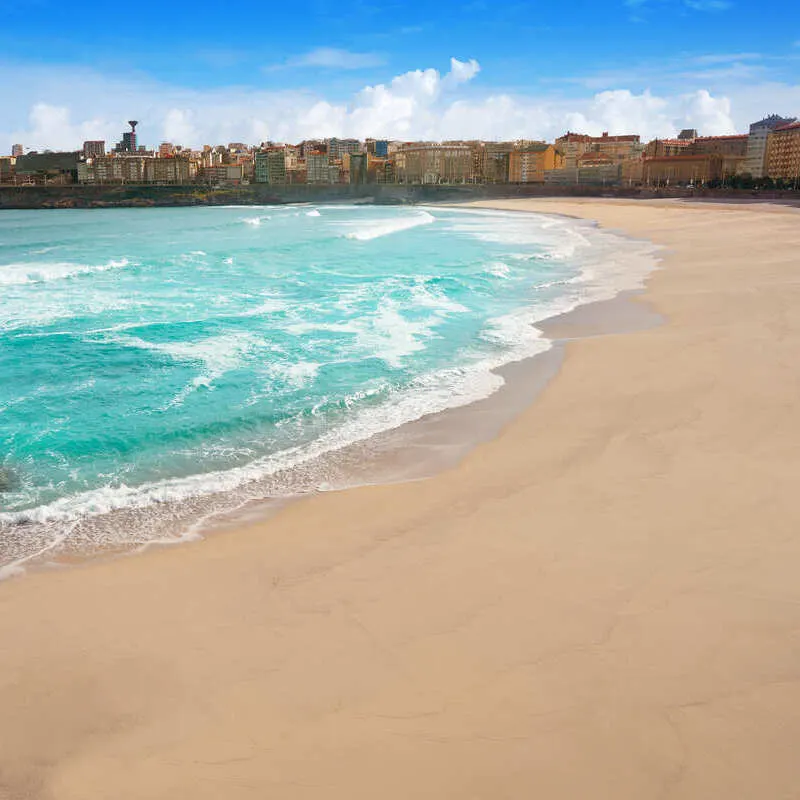 Riazor Beach In A Coruna, Spain