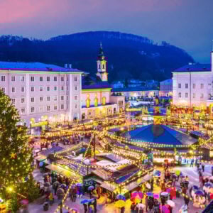 Salzburg, Austria. Christmas market at Cathedral Square