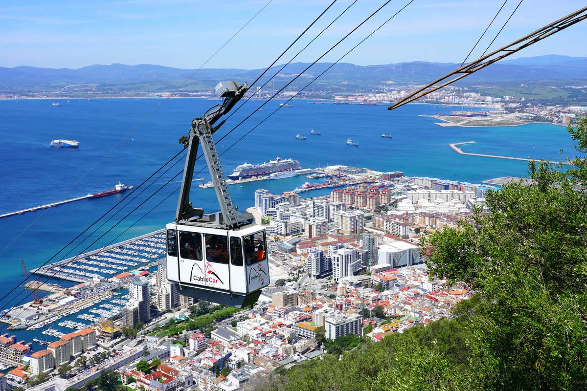 Gibraltar Cable Car Overlooking The Mediterranean Sea