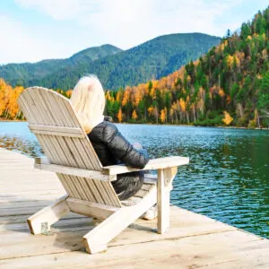 Woman enjoying the views of the Adirondack Mountains