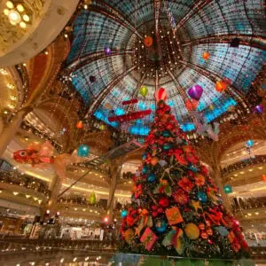 Christmas tree Galeries Lafayette in Paris France