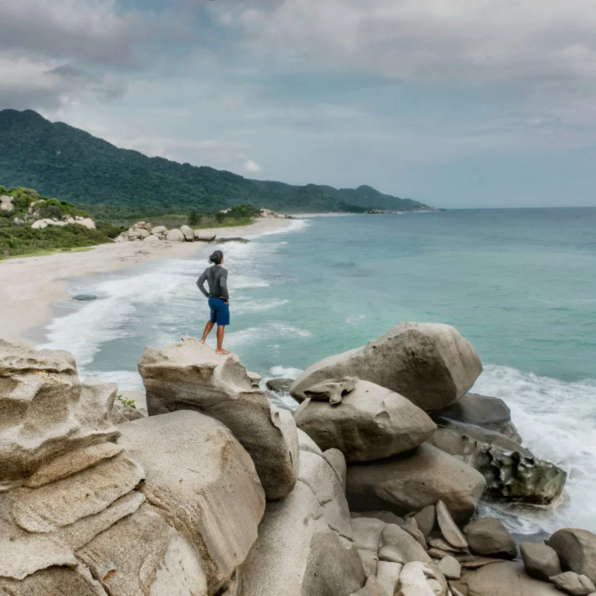Tourist-observing-views-at-Tayrona-National-Park-near-Barranquilla