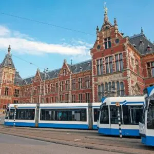 Trams In Amsterdam, Netherlands