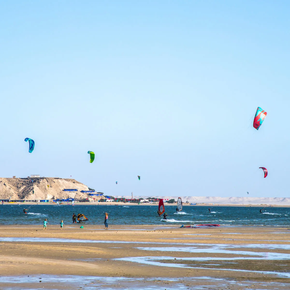 Wind surfers in Dakhla Western Sahara