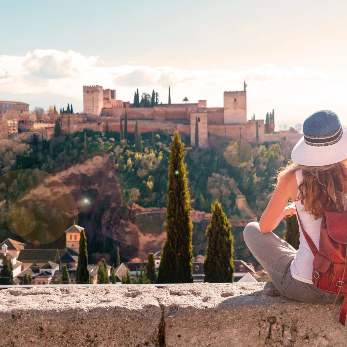 Woman overlooking Granada Spain