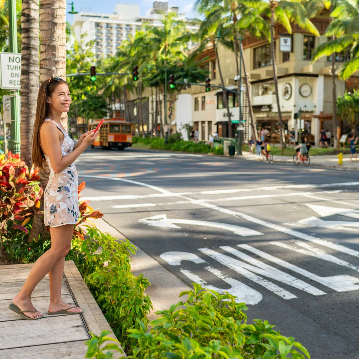 Female traveler exploring Honolulu